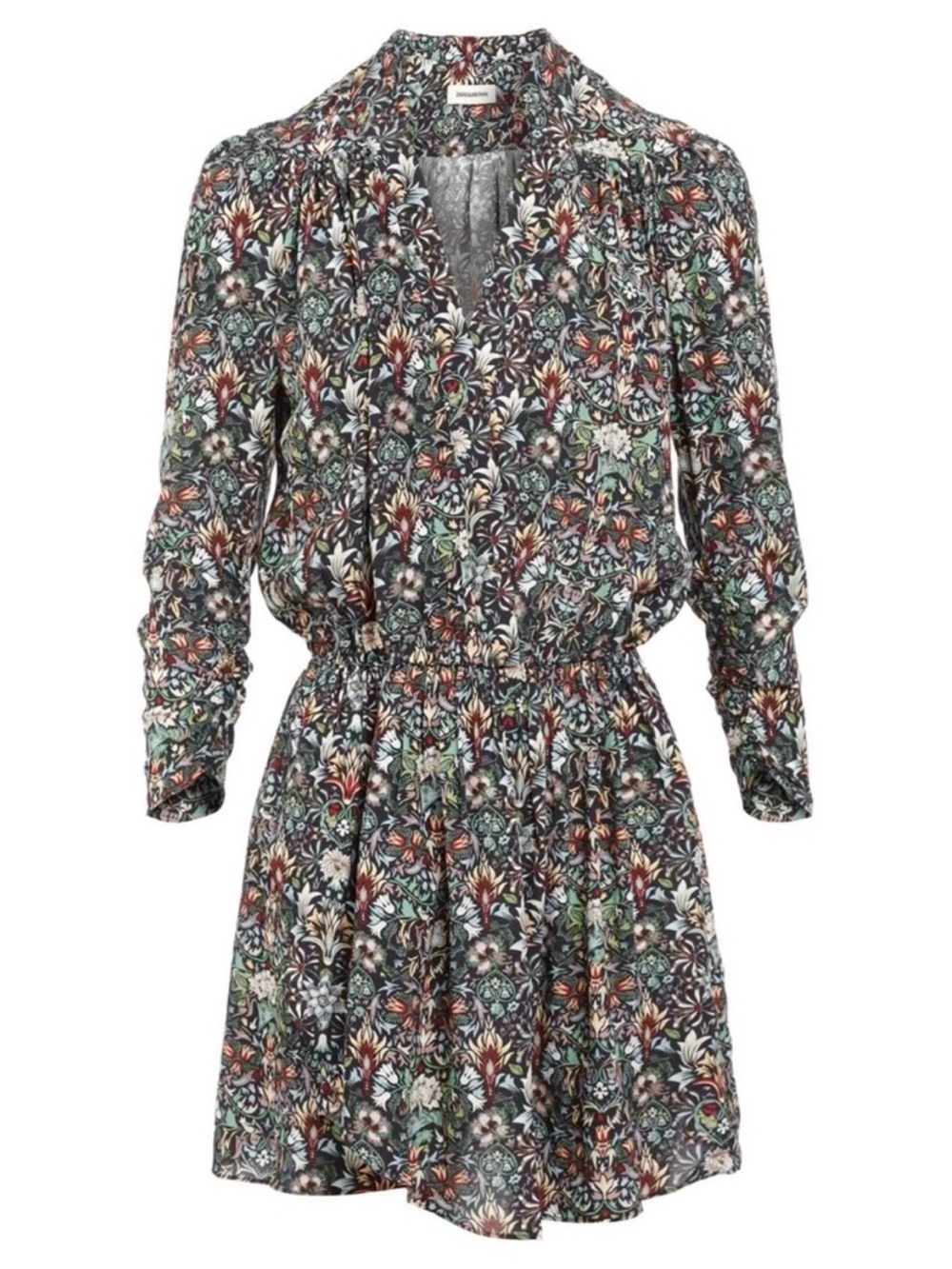 Zadig & Voltaire Reveal Kaleido Floral Mini Dress Size Small Viscose Long Sleeve